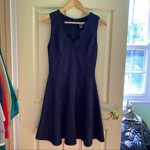 Aqua scalloped v-neck dress—Size M